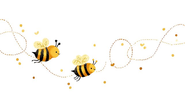 Two yellow butterflies with black patterns flying among dotted lines on white background