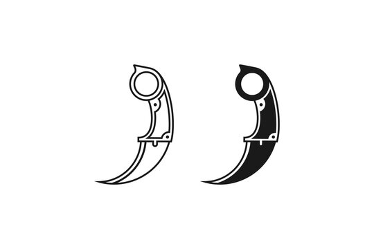 modern karambit knife tactical curved blade weapon martial arts equipment symbol set