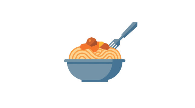 Bowl of spaghetti pasta with tomato sauce and fork