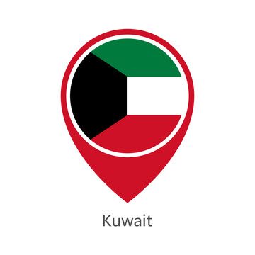Location pin of Kuwait flag map marker on white background vector illustration icon for mobile apps ui and web design eps10.