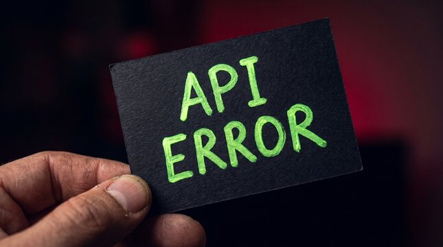 Hand Holding API Error Handwritten Black Card Blur	api error