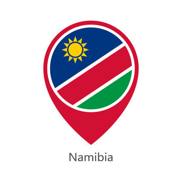 Location pin of Namibia flag map marker on white background vector illustration icon for mobile apps ui and web design eps10.