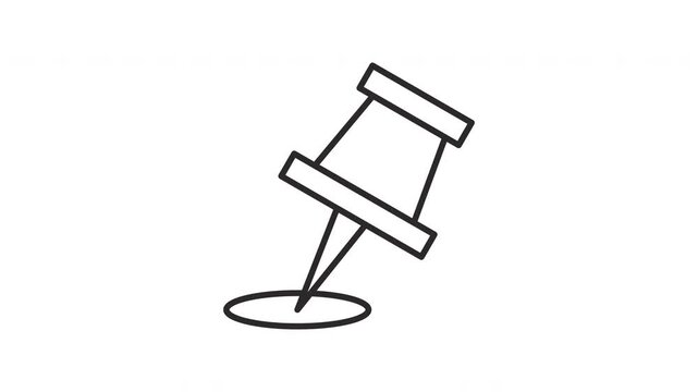 Simple Animated Map Push Pin Symbol, Geographic Location Marker Vector Loop