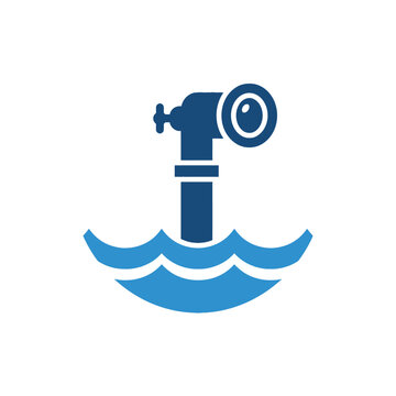 A blue icon showing a periscope emerging from the water