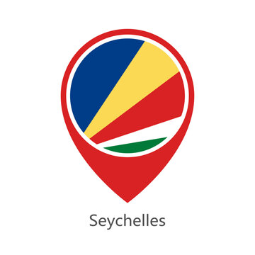 Location pin of Seychelles flag map marker on white background vector illustration icon for mobile apps ui and web design eps10.