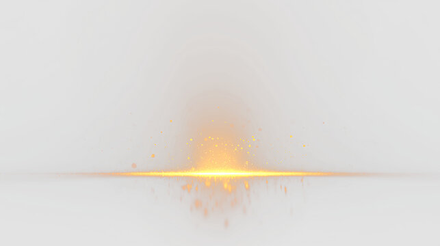 Bright light and sparks rise from the ground against a transparent background