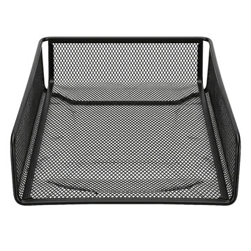 Black Wire Mesh Desk Paper Tray Isolated On Transparent Background
