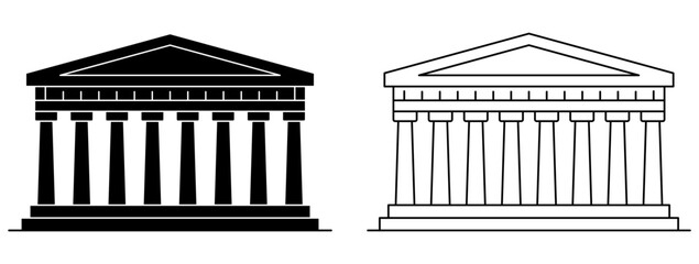 Naklejka premium Set of Parthenon icons, symbols for Greece, ancient architecture, and history. Vector illustration