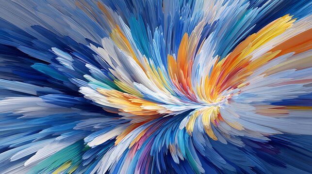 Abstract digital with blue and orange swirling lines and gradient background