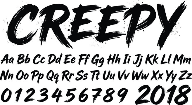 Creepy brush font helloween inspired typography for horror and halloween designs