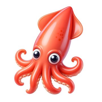 Stylized cartoon squid character isolated on white