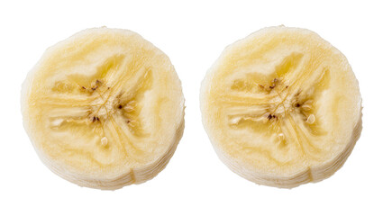 Isolated fresh peeled banana fruit slices, sweet healthy tropical vegetarian food ingredient © Diego