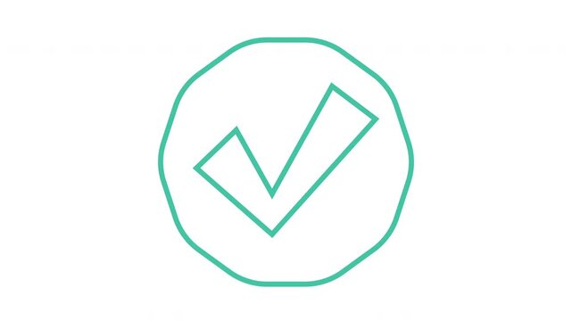 Thin Turquoise Circular Verified Outline Check Mark Animation