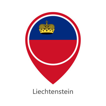 Location pin of Liechtenstein flag map marker on white background vector illustration icon for mobile apps ui and web design eps10.