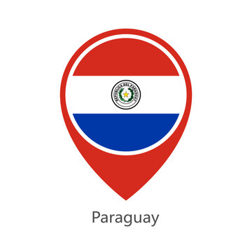 Location pin of Paraguay flag map marker on white background vector illustration icon for mobile apps ui and web design eps10.