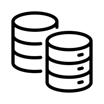 Relational database management line icon for data center storage stacks.