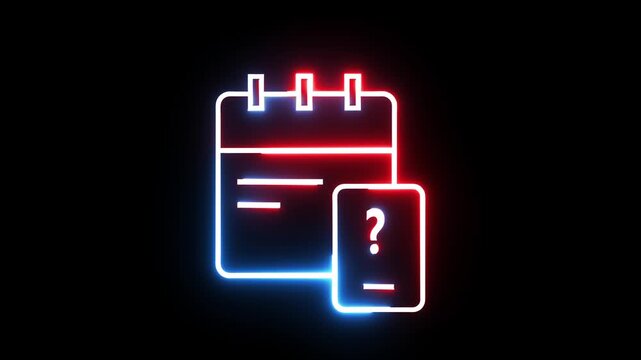 Calendar icon motion graphic with question mark for important date.