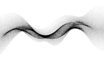 Fototapeta premium Abstract Dotwork Wave Pattern with Black Stipple Noise Gradient Vector Background
