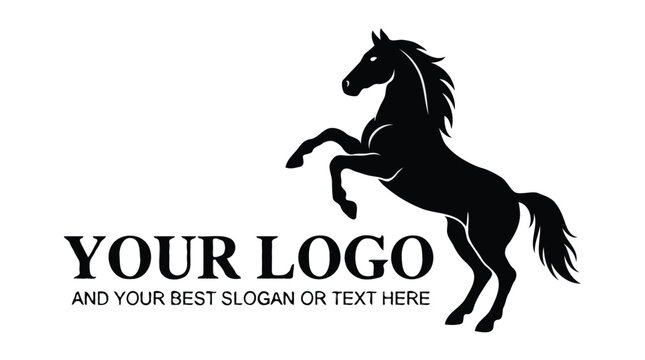 Rearing horse silhouette logo template business corporate brand identity element