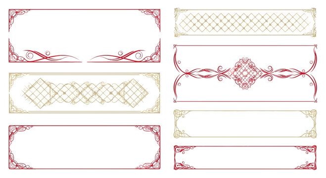 Decorative Ornate Borders and Frames - Elegant Red and Gold Designs
