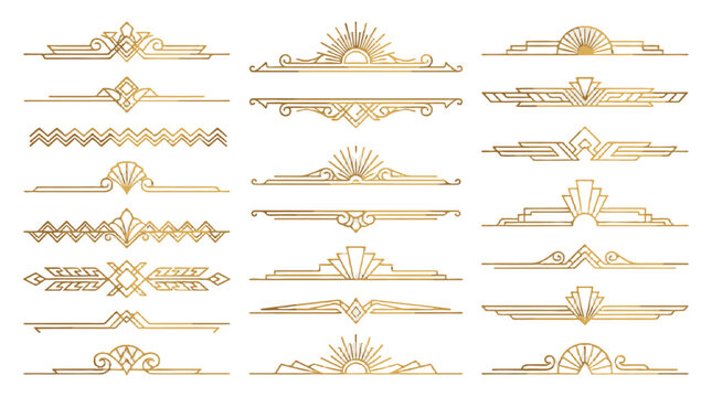 Set of vintage geometric art deco border line ornaments