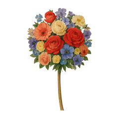 Fototapeta premium PNG Colorful vintage floral bouquet illustration.
