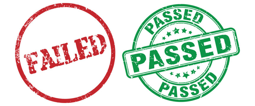 Pass and Fail Stamp Icons &ndash; Green Approved and Red Rejected Rubber Seal Vector Collection Web