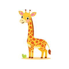 Obraz premium Cute cartoon giraffe vector illustration