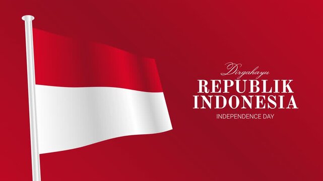Animated Indonesia Independence Day Background with Waving Flag and Patriotic Red Banner Motion Graphic