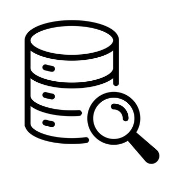 Database search and analytics icon for data center information retrieval.