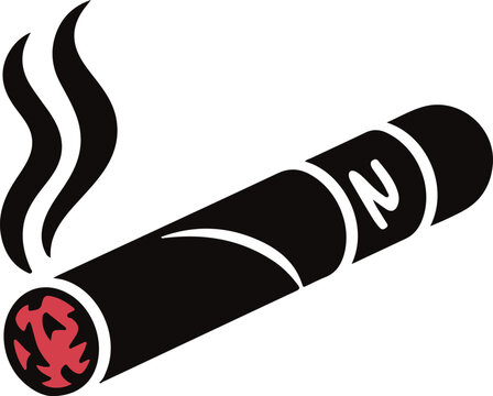 Smoking cigarette with burning ember and smoke