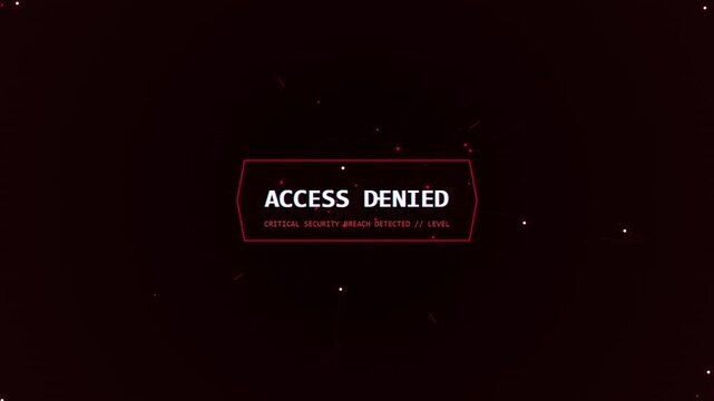 Access Denied Digital Security Alert Motion Graphic with Data Breach Text