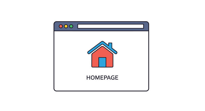 Simple homepage icon displayed within a clean web browser window on a white background for website design.