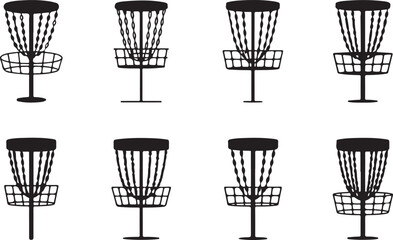 Fototapeta premium Eight disc golf baskets in different styles