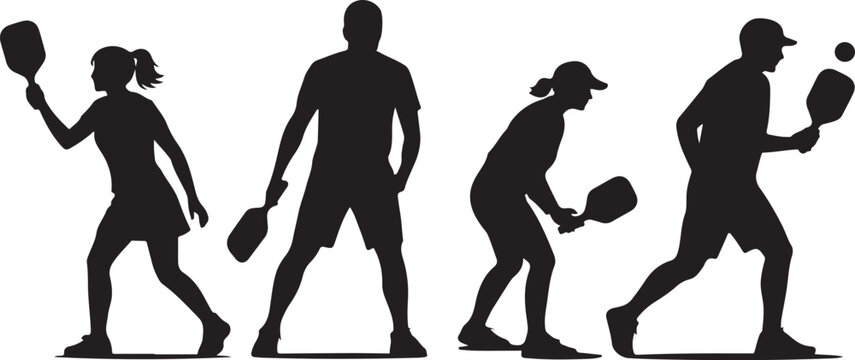 Evolution of humans playing tennis silhouettes