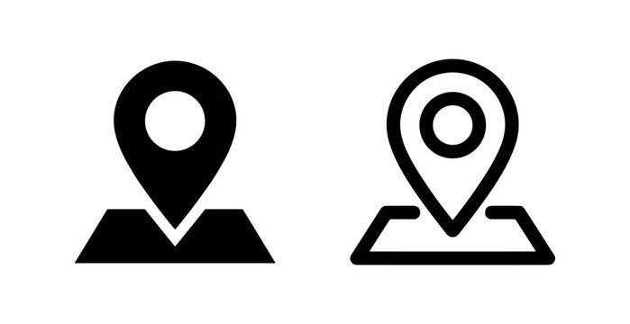 Location pin icon on a map, GPS pointer symbol for navigation and addresses