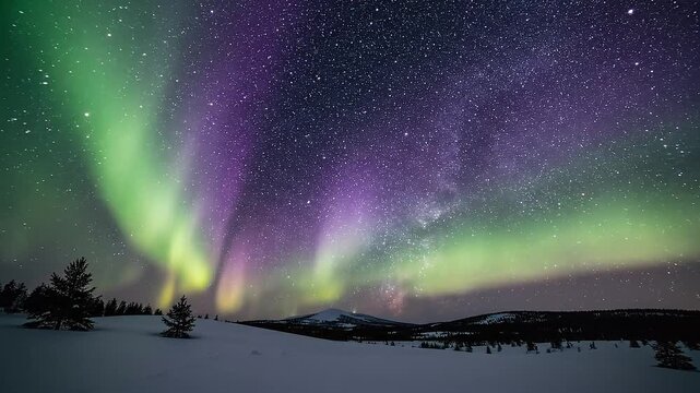 Aurora borealis in the night sky.