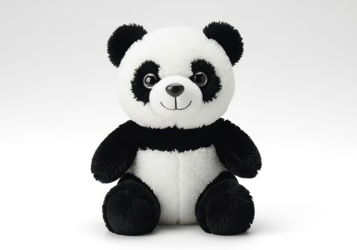 Cute black and white panda stuffed toy sitting upright