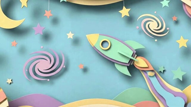 Video, PowerPoint template featuring rockets and layered screen effects, modern, presentation, science, technology, 
