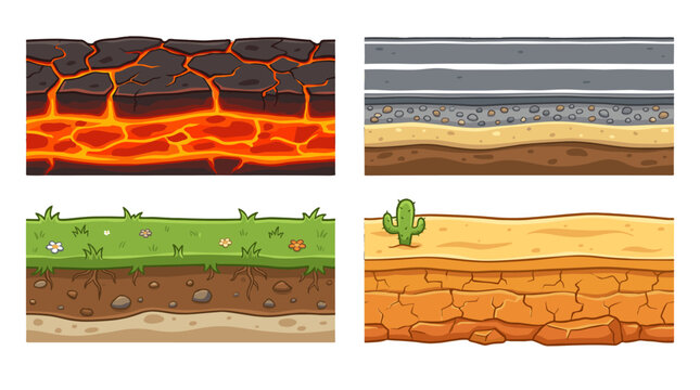 Cartoon ground and surface layer cross section set