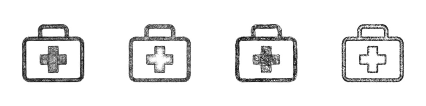 Sketch monochrome first aid icon design set
