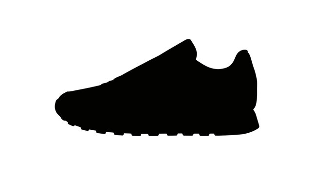 Sneaker, athletic shoe, sports footwear, black silhouette, vector icon isolated on White Background Silhouette