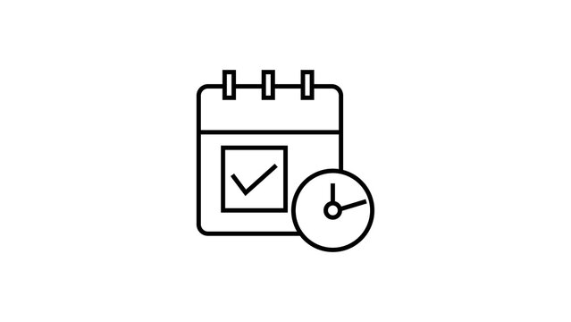 Calendar icon with a checkmark and clock showing successful appointment completion.