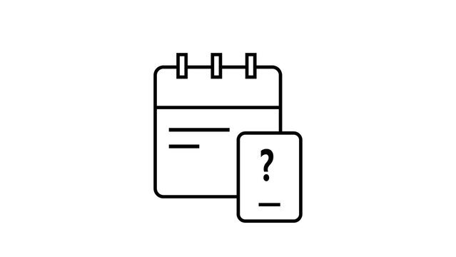 Calendar icon paired with document containing question mark indicating missing data.