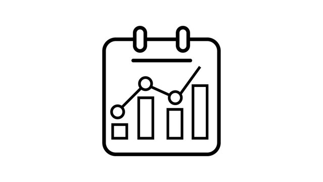 Financial growth chart icon inside calendar representing data progress and analysis.