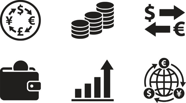 Biogas plant icon collection demonstrating wood waste to energy conversion process with various illustration styles including line art and solid black forms.