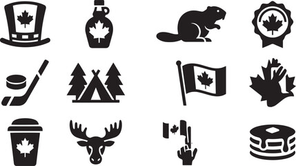Collection of Canadian Maple Leaf Culture, Wildlife, and Holiday Vector Symbols © Juhi