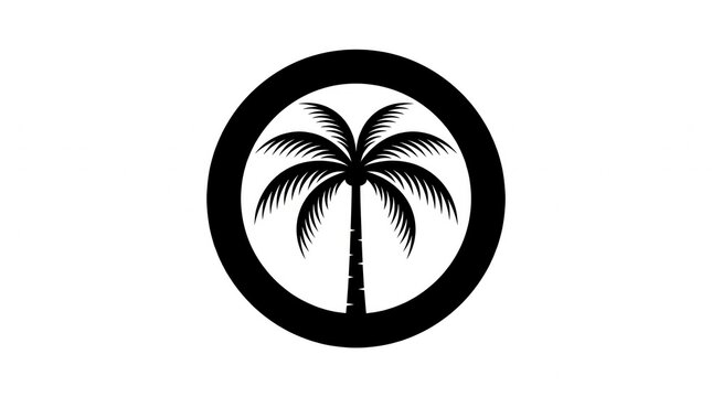 Black palm tree logo in circle