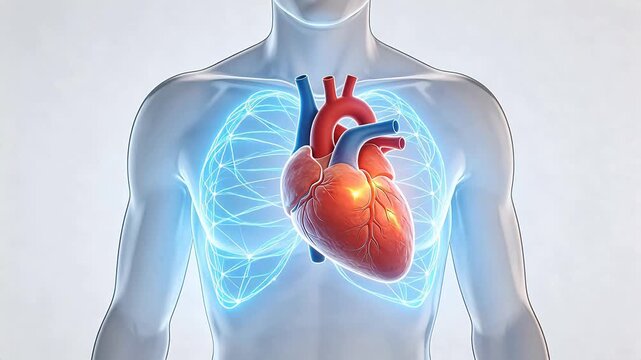 Human heart and lungs anatomy
