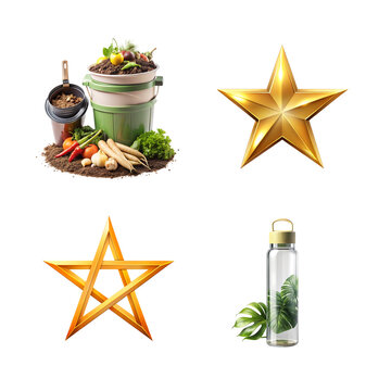 Eco friendly objects isolated on transparent background